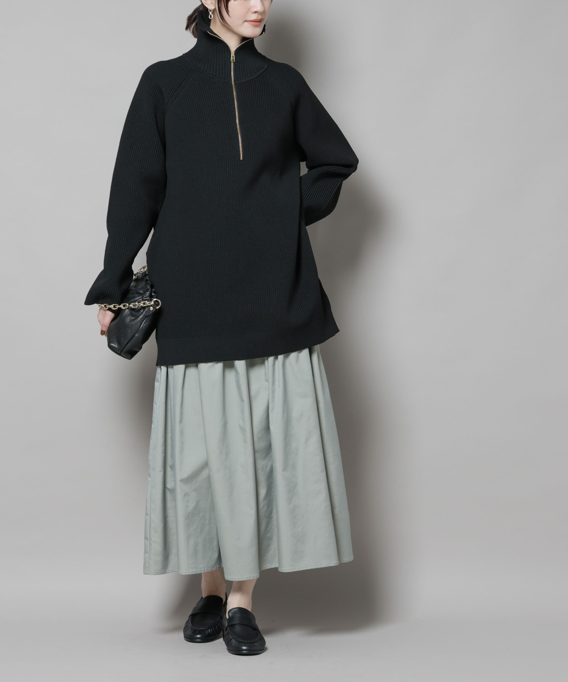 nano･universe「シャンブレータフタティアードギャザースカート」|スカート|