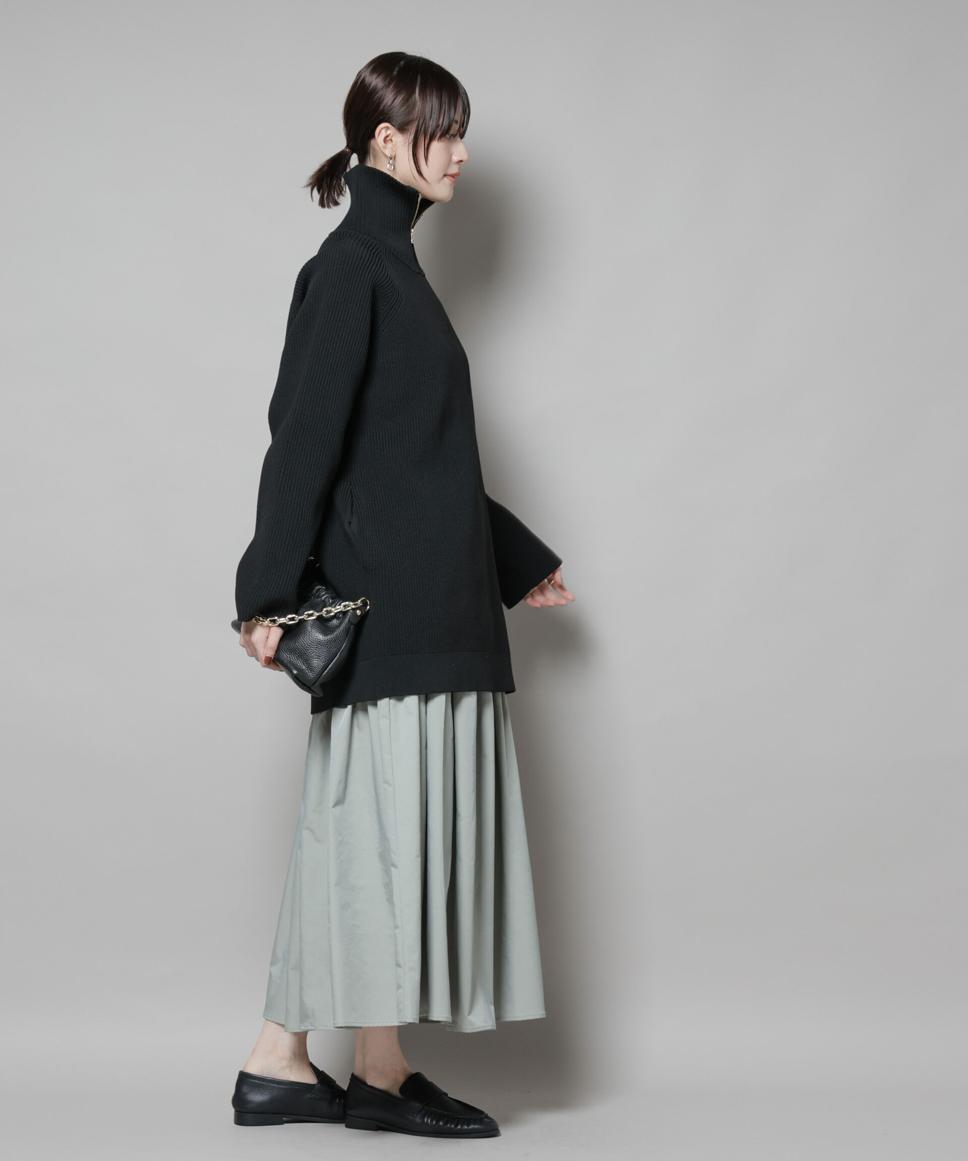 nano･universe「シャンブレータフタティアードギャザースカート」|スカート|