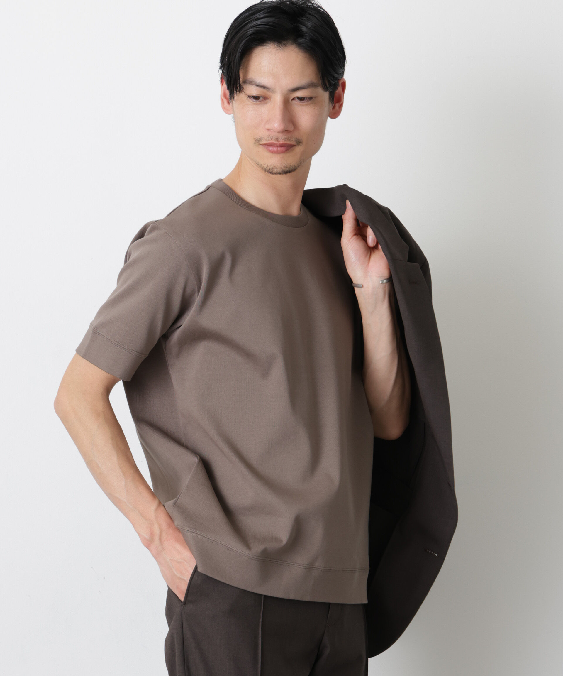 nano･universe「「FORMAL JERSEY」クルーネックカットソー半袖」|Tシャツ・カットソー|カーキベージ 6