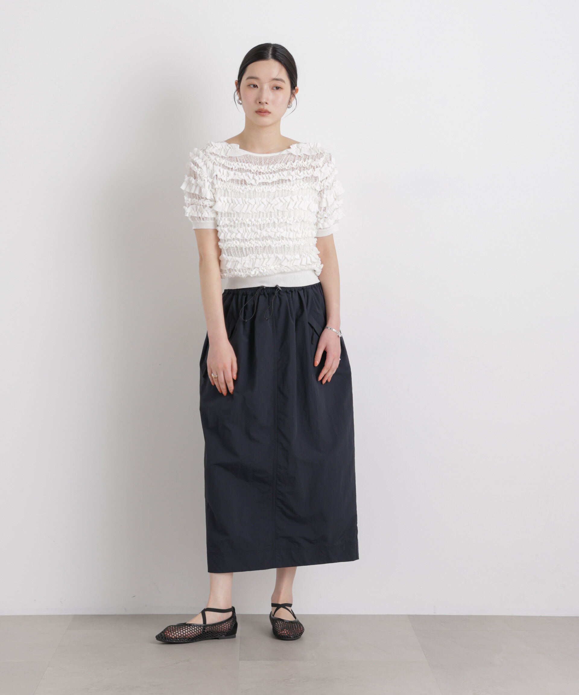 nano･universe「ギャザージップミディスカート」|スカート|