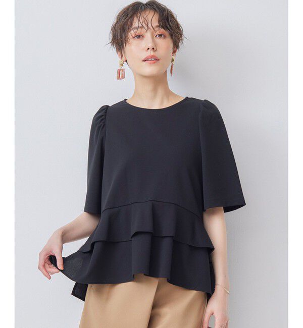 組曲「【接触冷感・吸湿・UVカット】ジョーゼットジャージーフリルブラウス」|シャツ・ブラウス|