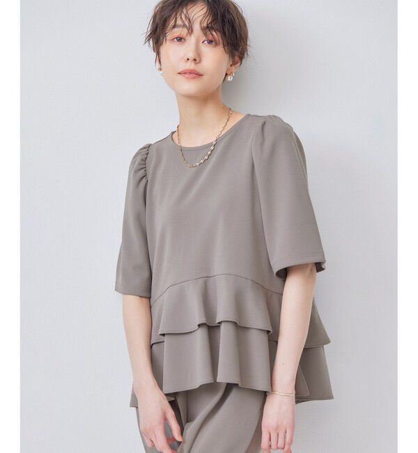 組曲「【接触冷感・吸湿・UVカット】ジョーゼットジャージーフリルブラウス」|シャツ・ブラウス|