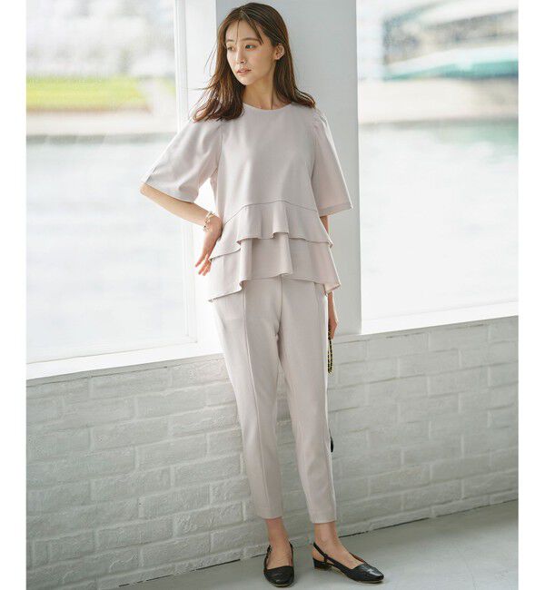 組曲「【接触冷感・吸湿・UVカット】ジョーゼットジャージーフリルブラウス」|シャツ・ブラウス|