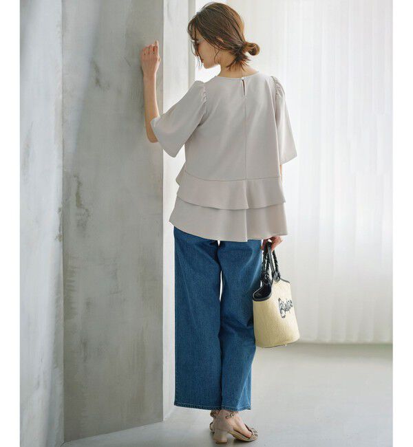 組曲「【接触冷感・吸湿・UVカット】ジョーゼットジャージーフリルブラウス」|シャツ・ブラウス|