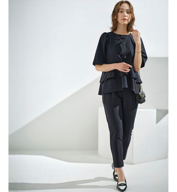 組曲「【接触冷感・吸湿・UVカット】ジョーゼットジャージーフリルブラウス」|シャツ・ブラウス|