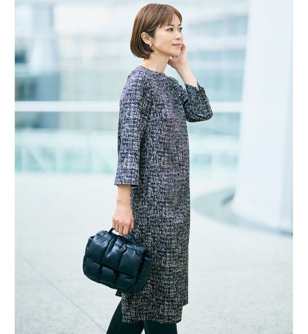 自由区「プリントジャガードストレッチ  ワンピース」|ワンピース|ブラック系5