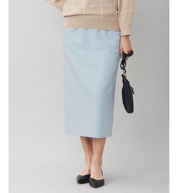 自由区「【洗える】オックスストレッチストレート スカート」|スカート|サックス