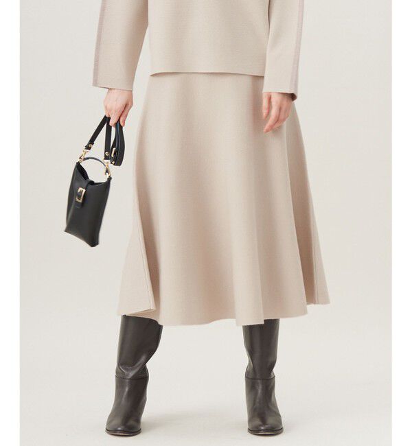 自由区「【セットアップ対応・洗える】ウールミラノニット スカート」|スカート|ベージュ