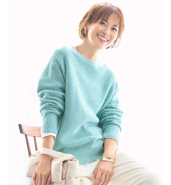 自由区「【カタログ掲載・着回し力抜群】カラーメランジ ニット」|ニット・セーター|ターコイズ
