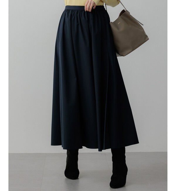 23区「【洗える】ブライトタフタ ギャザー スカート」|スカート|ネイビー系