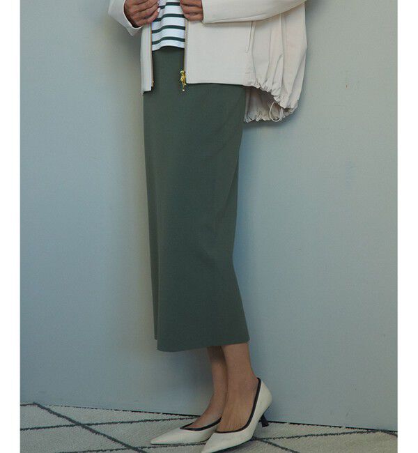 23区「【洗える】コンフォートストレッチ ニット タイト スカート」|スカート|カーキ系