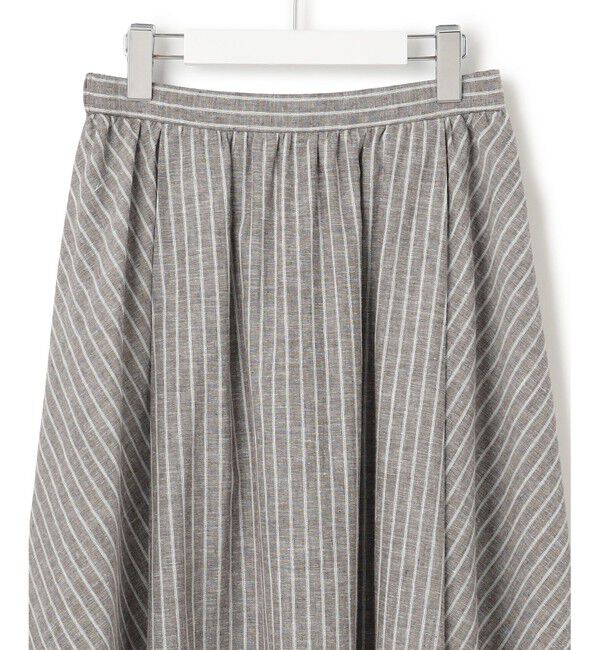 23区「【洗える】リネンコットンストライプ ギャザー スカート」|スカート|
