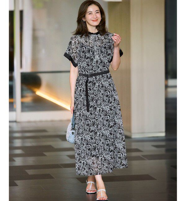 23区「【一部店舗限定/速乾性/洗える】モノトーンプリント ワンピース」|ワンピース|