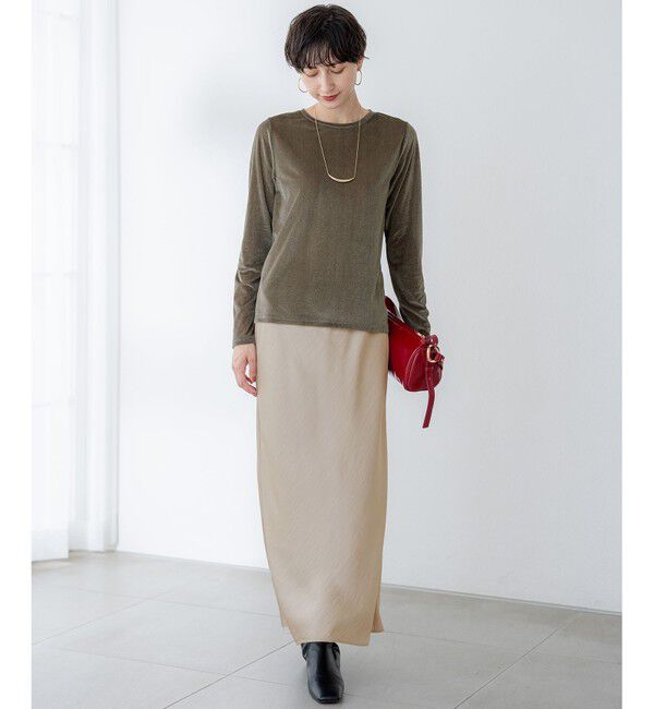 23区「【洗える】テクスチャーサテン ナロー スカート」|スカート|