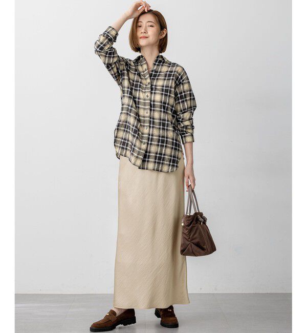 23区「【洗える】テクスチャーサテン ナロー スカート」|スカート|