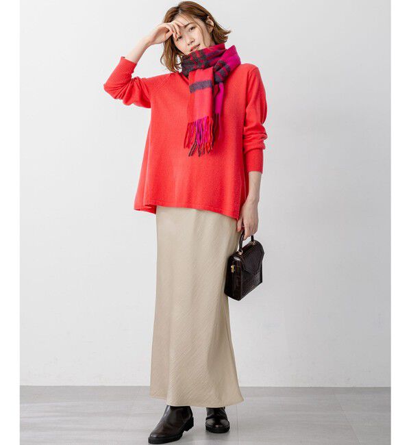 23区「【洗える】テクスチャーサテン ナロー スカート」|スカート|