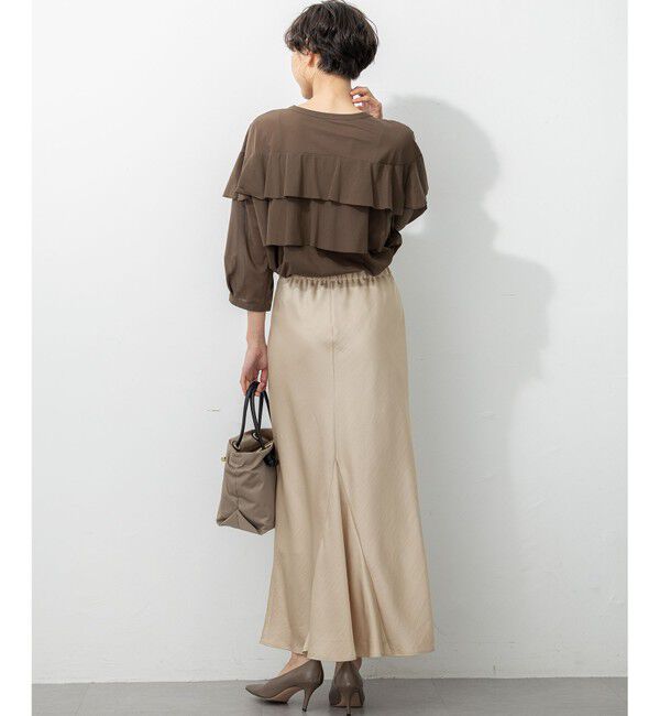 23区「【洗える】テクスチャーサテン ナロー スカート」|スカート|