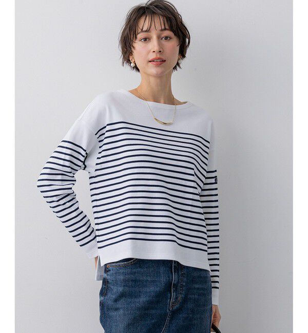 23区「Armo-lux パネルボーダー クロップド カットソー」|Tシャツ・カットソー|ネイビー系