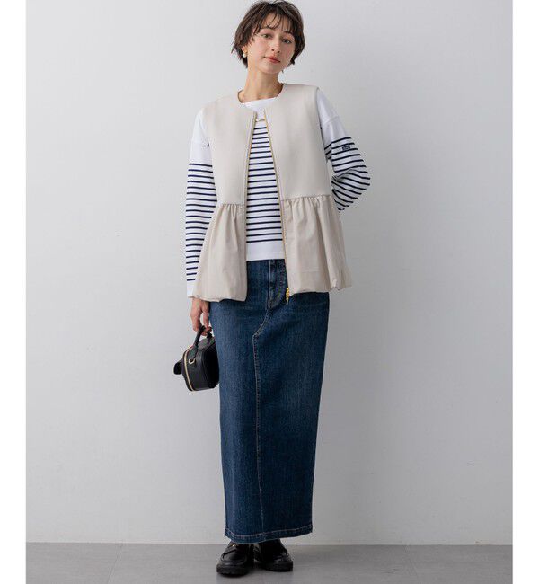 23区「Armo-lux パネルボーダー クロップド カットソー」|Tシャツ・カットソー|