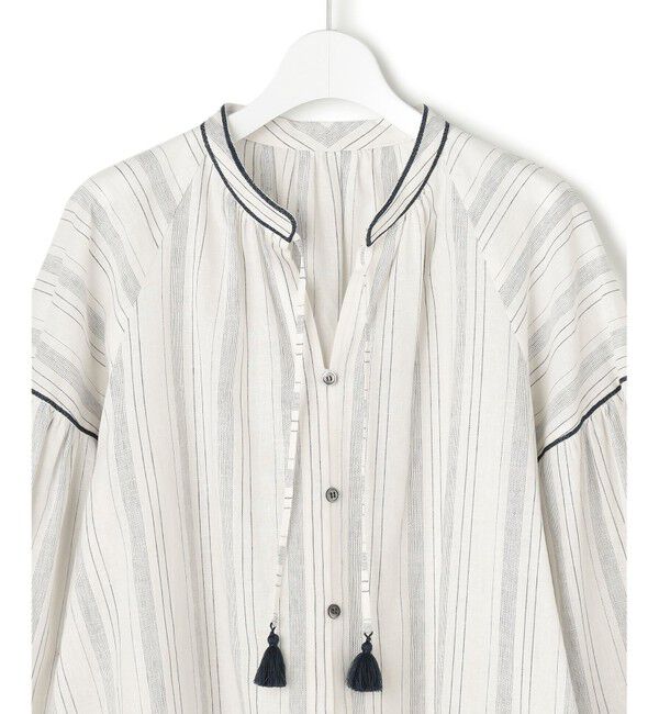 23区「【SLOW/一部店舗限定】ストライプエンブロイダリー ブラウス」|シャツ・ブラウス|