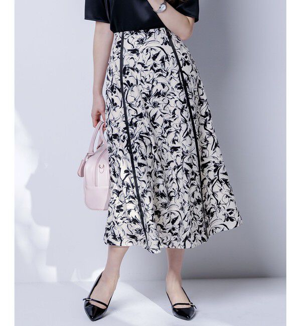 ANY SIS「【洗える】ラインポイントフラワー スカート」|スカート|モノトーン系