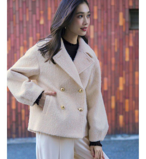 ANY SIS「【2WAY】ブークレーシャギーラメ アウター」|ピーコート|