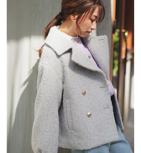 ANY SIS「【2WAY】ブークレーシャギーラメ アウター」|ピーコート|