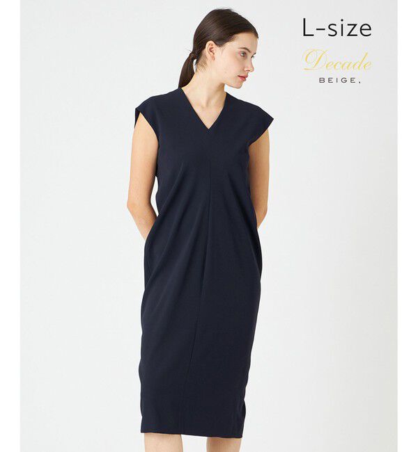 BEIGE,「【L-size】CINDY / Vネックドレス」|ワンピース|Navy