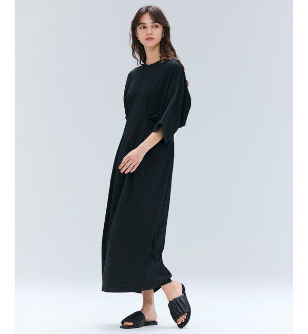 BEIGE,「【洗える】S.BABILA / スリットネックウエストタックワンピース」|ワンピース|