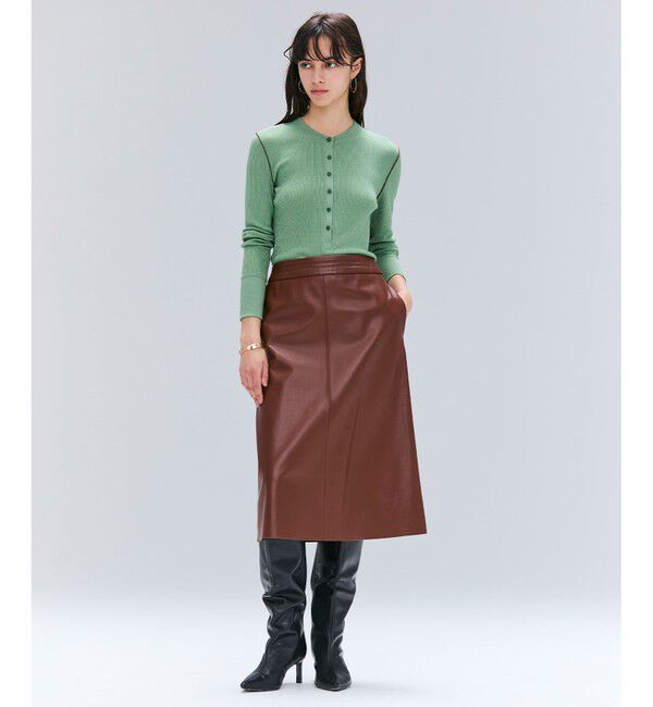 BEIGE,「【洗える・GISELe 10月号掲載】FORD / ウール配色メローヘンリーネックカットソー」|Tシャツ・カットソー|