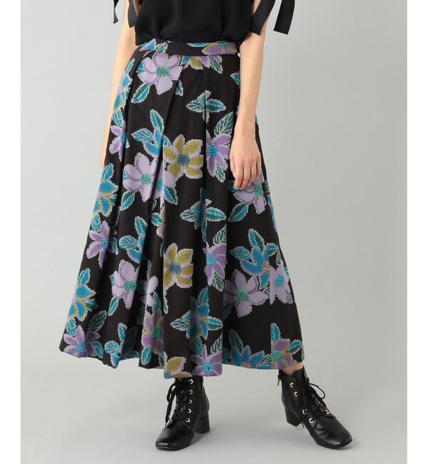 GRACE CONTINENTAL「モザイクジャガードタックスカート」|スカート|ブラック