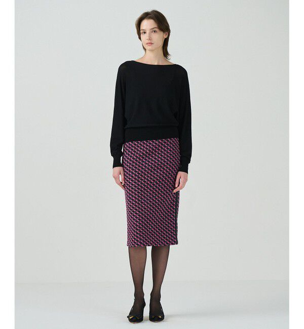 Grace Class「ラメジャガードラインスカート」|スカート|ピンク