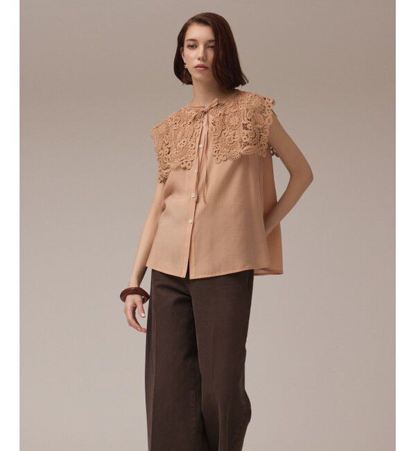 GRACE CONTINENTAL「パターンレースカラーブラウス」|シャツ・ブラウス|ピンク