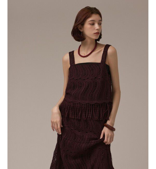 GRACE CONTINENTAL「クロシェレースキャミ」|その他|ブラウン