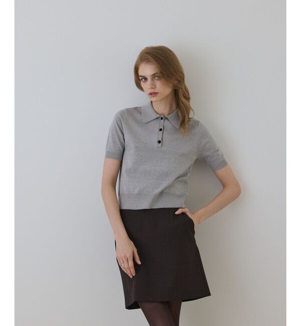 Diagram「バイカラーポロニットトップ」|その他|グレー