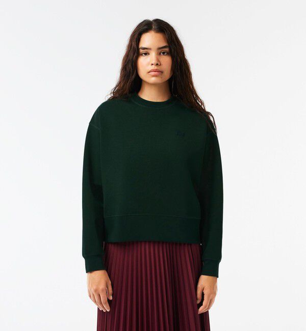 LACOSTE「クロップド丈 オーバーサイズクルーネックスウェット トレーナー」|スウェット・ジャージ|ダークグリーン