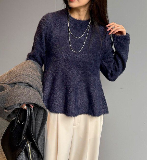 fredy emue「シャギーペプラムニットプルオーバー」|ニット・セーター|ネイビー
