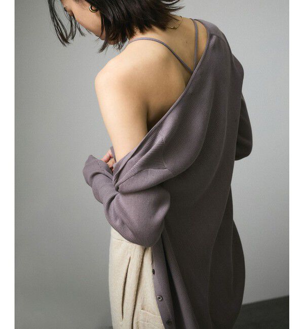 SALON adam et rope'「キュプラコットンリブカーディガン」|カーディガン|