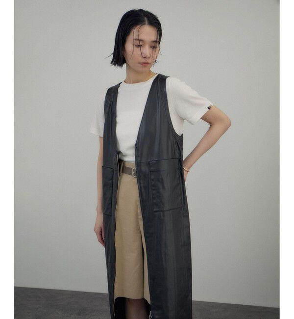 SALON adam et rope'「レザーライクジャンパースカート」|スカート|ブラック(01)