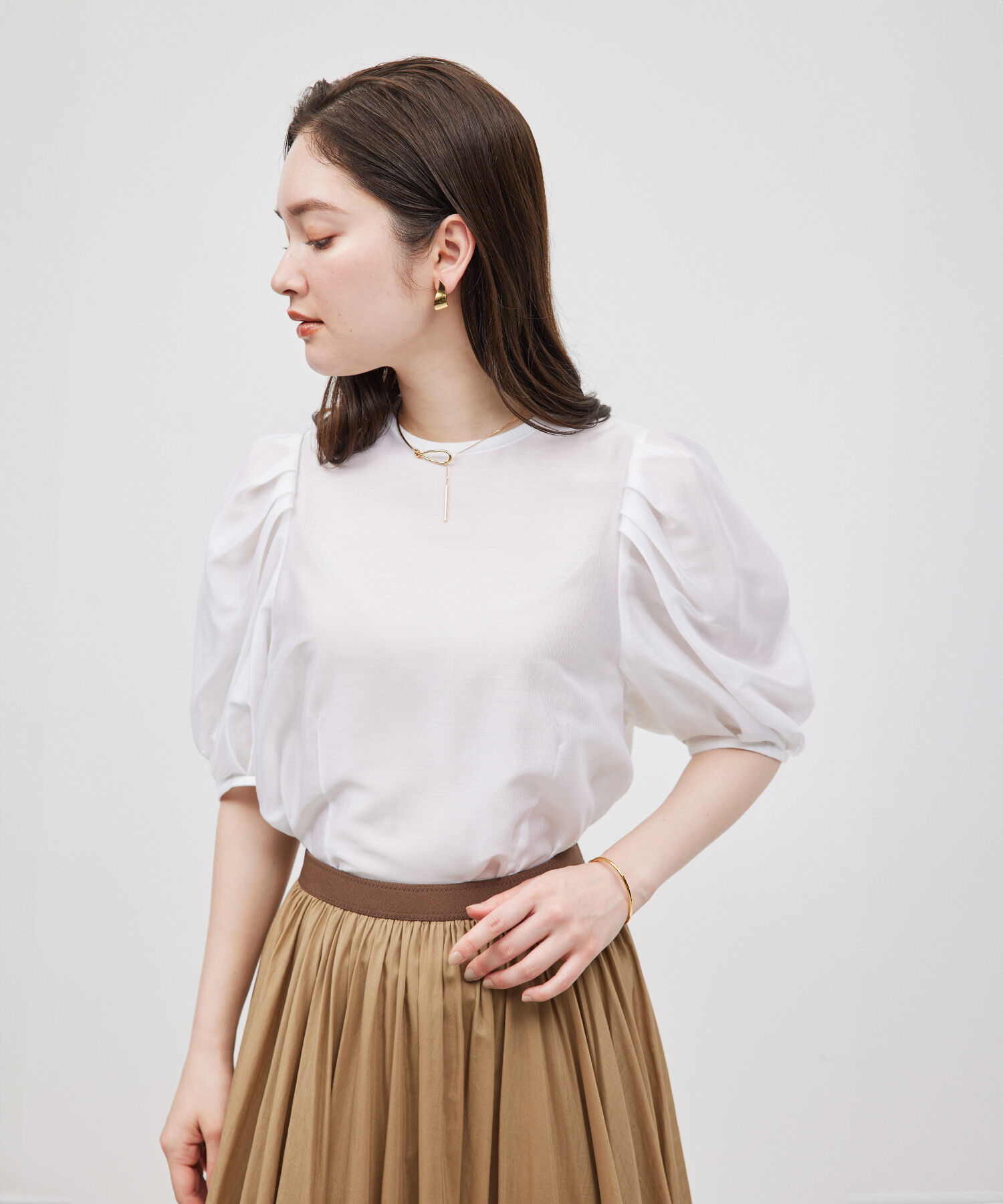 ROPE「【新色追加】【洗える】カールマイヤーパフスリーブブラウス【雑誌/メディア掲載】」|シャツ・ブラウス|