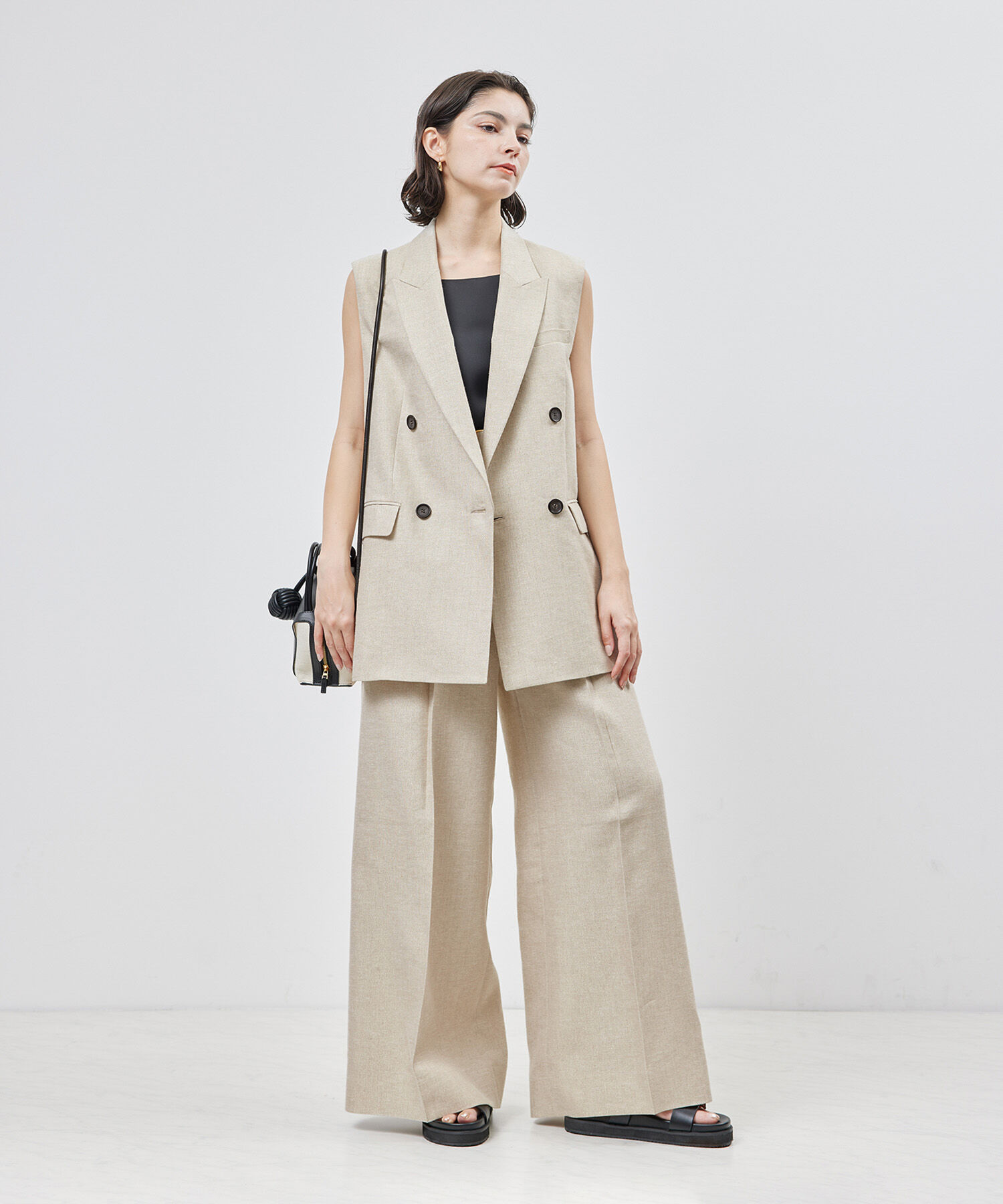 ROPE「タックワイドパンツ（ラメ/無地）【セットアップ対応】【雑誌掲載】【メディア掲載】」|その他|