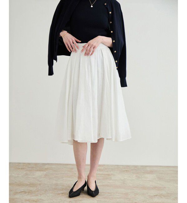 ROPE「【洗える】ヨーロピアンリネンフレアスカート/一部セットアップ対応」|スカート|ホワイト(10)