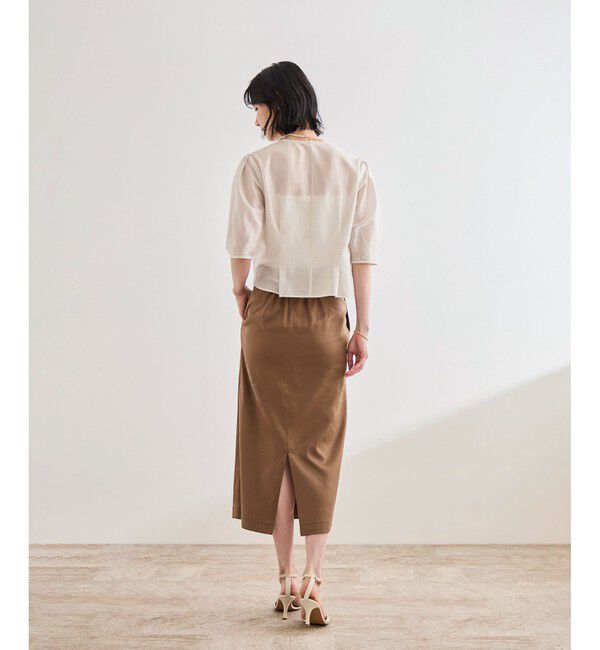 ROPE「【洗える】サテンリネン ポケット付きタイトスカート【34サイズ/J'aDoRe・店舗限定】/25SS」|スカート|