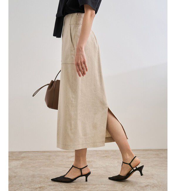 ROPE「【洗える】サテンリネン ポケット付きタイトスカート【34サイズ/J'aDoRe・店舗限定】/25SS」|スカート|