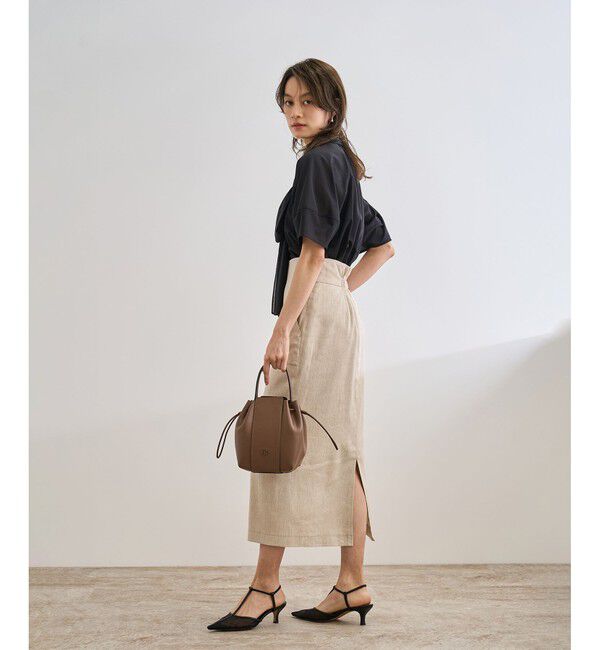 ROPE「【洗える】サテンリネン ポケット付きタイトスカート【34サイズ/J'aDoRe・店舗限定】/25SS」|スカート|