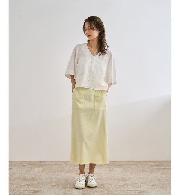 ROPE「【洗える】サテンリネン ポケット付きタイトスカート【34サイズ/J'aDoRe・店舗限定】/25SS」|スカート|