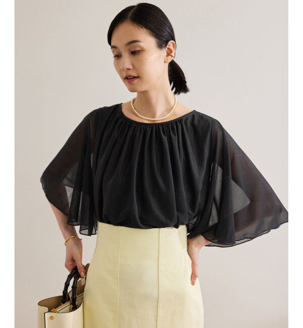 ROPE「【洗える】ブライトネスヤーンギャザーブラウス/セットアップ対応」|シャツ・ブラウス|