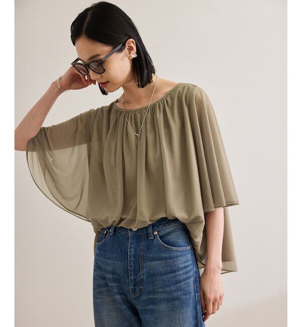 ROPE「【洗える】ブライトネスヤーンギャザーブラウス/セットアップ対応」|シャツ・ブラウス|