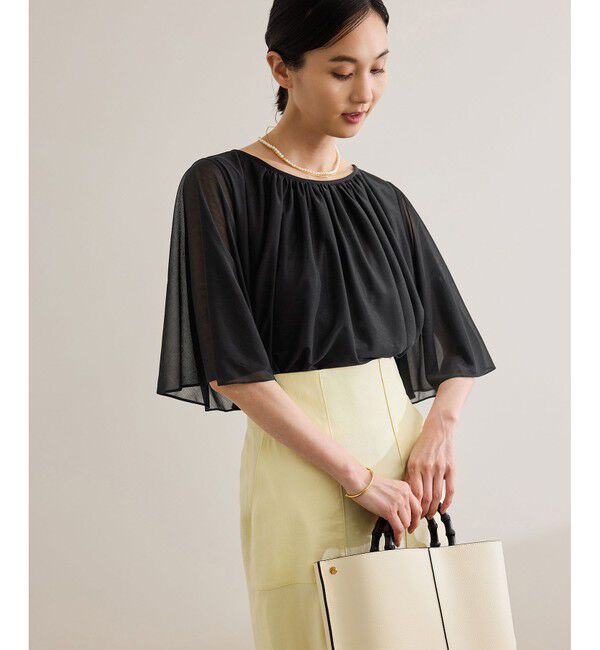 ROPE「【洗える】ブライトネスヤーンギャザーブラウス/セットアップ対応」|シャツ・ブラウス|