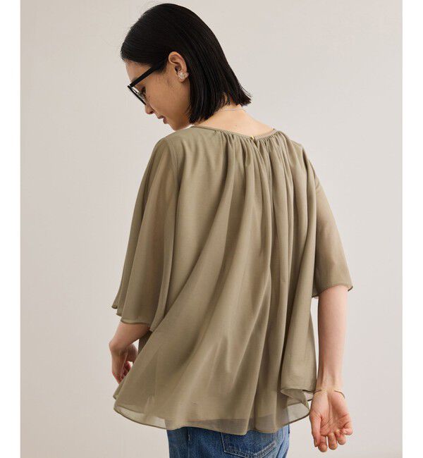 ROPE「【洗える】ブライトネスヤーンギャザーブラウス/セットアップ対応」|シャツ・ブラウス|